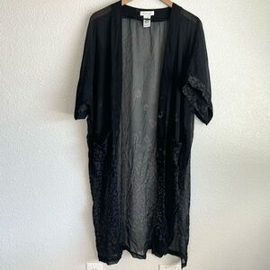 37. Rachel Zoe Women's One Size Leopard Kimono Cardigan Sheer Black Boho Casual